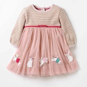 Mini Boden tulle pink casual easter dress with bunnies 18-24 months